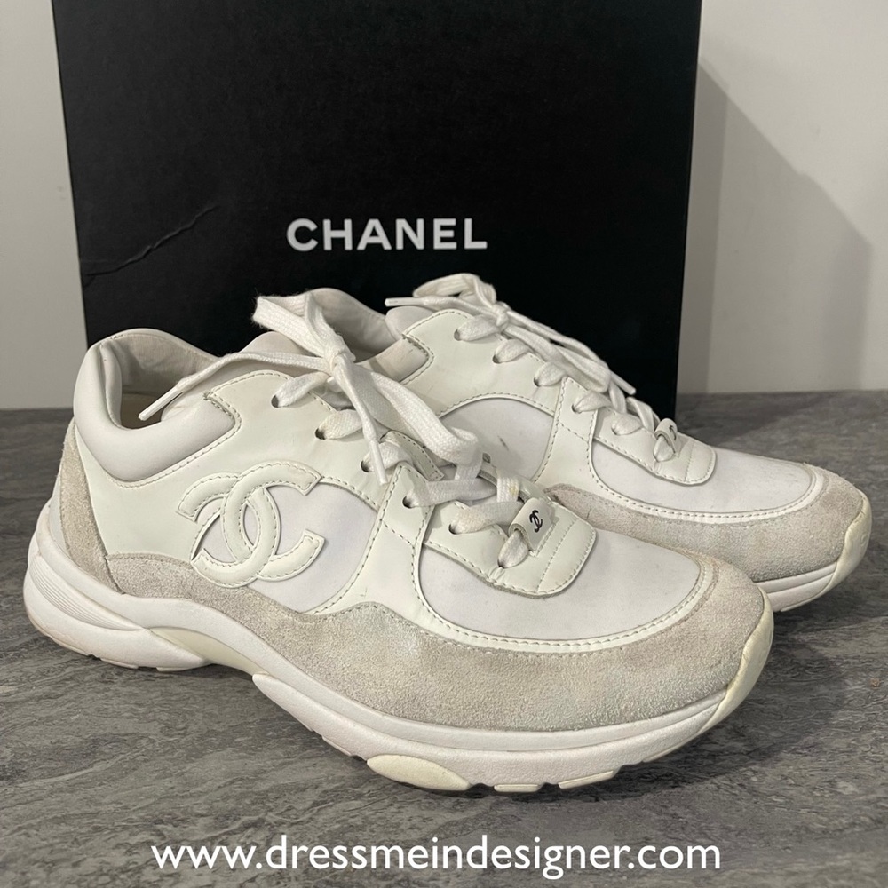 Women’s Chanel Suede Calfskin Fabric CC Sneakers US 9.5/EU 39.5